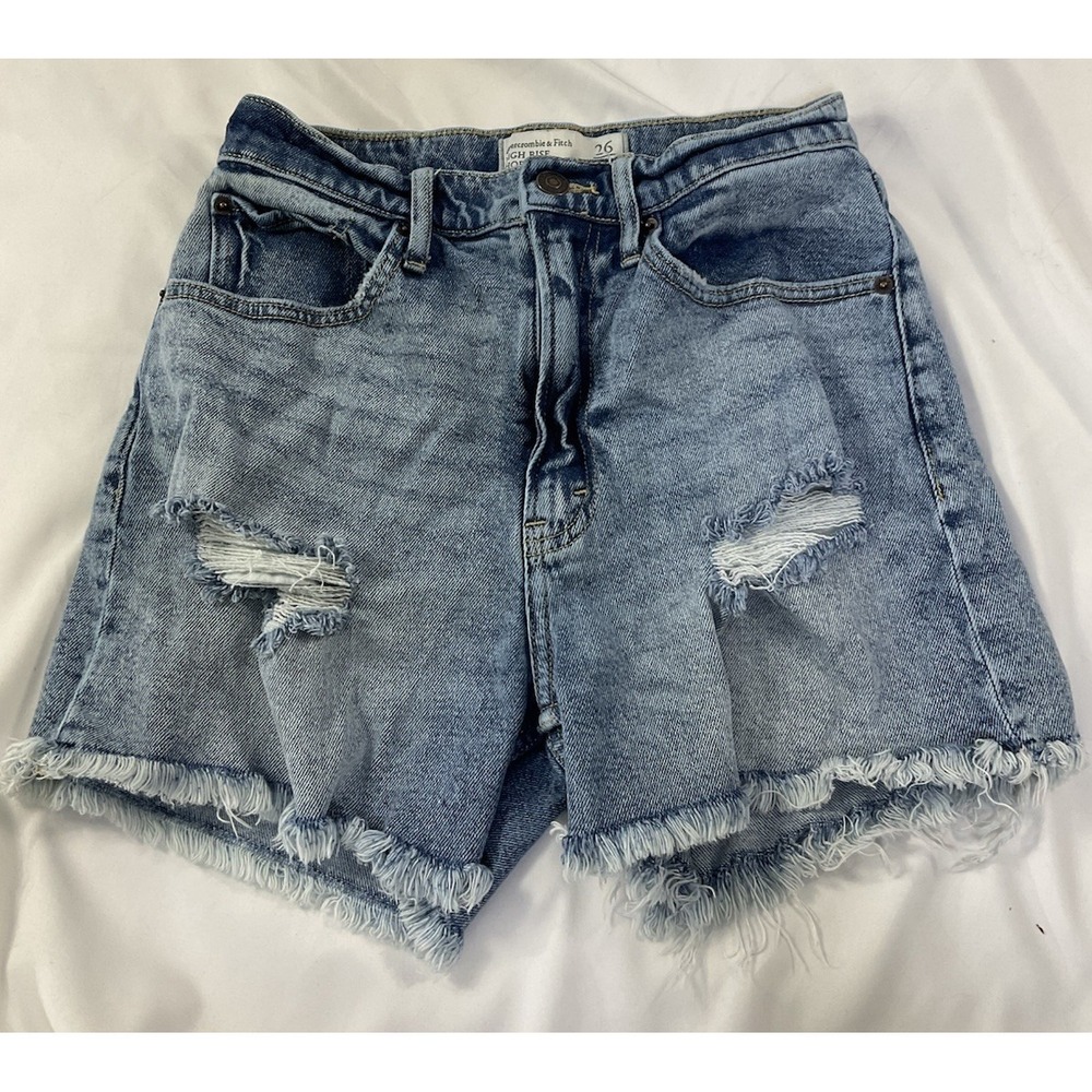 Abercrombie & Fitch High Rise Short Curve Love Distressed Sz 2 Denim Cut Off 178